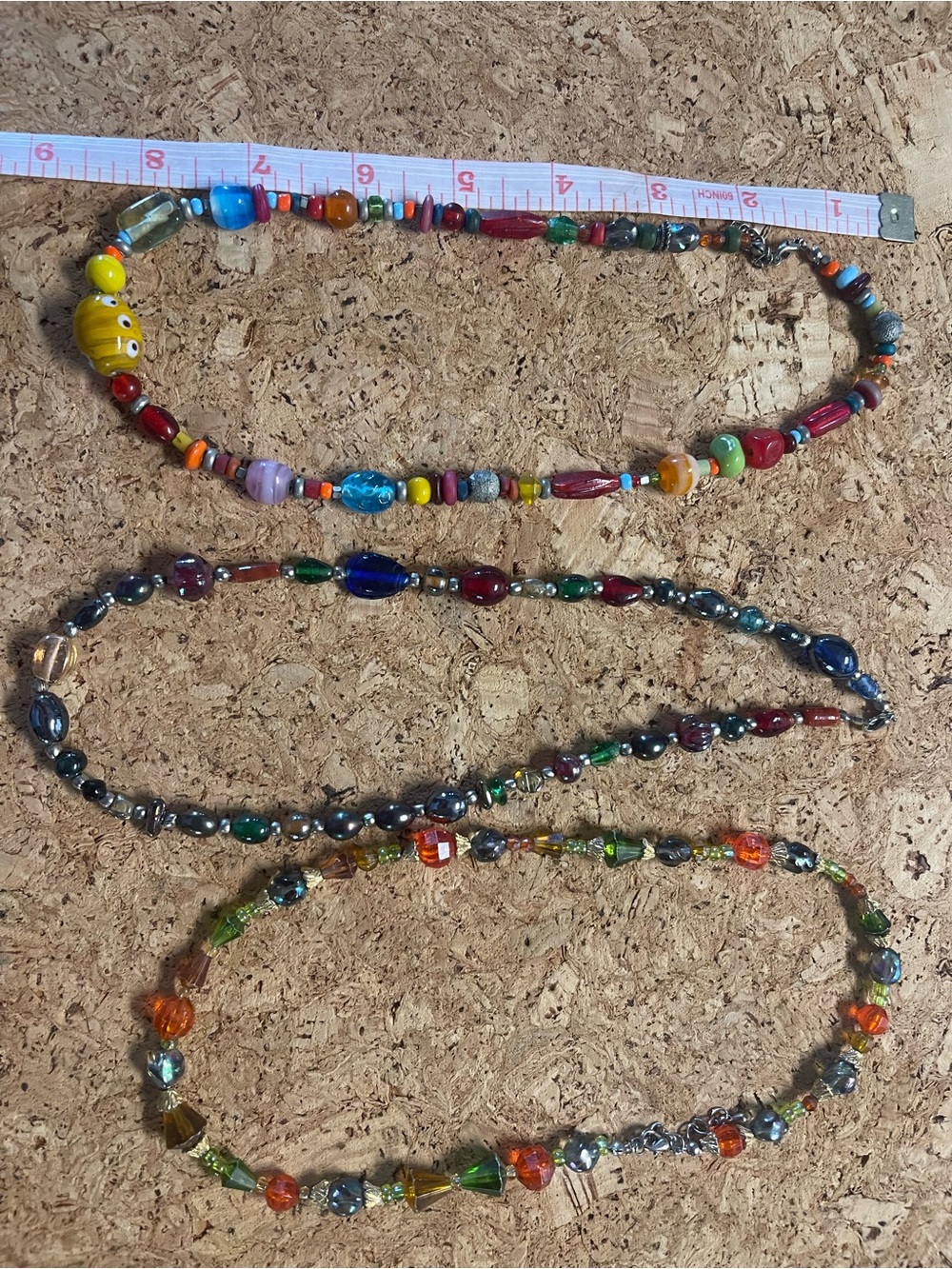 3 Multi-Color Glass Bead Women's Necklaces